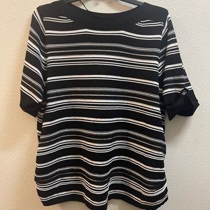 Apt 9 Short Sleeve Black/White Striped Sweater 2x